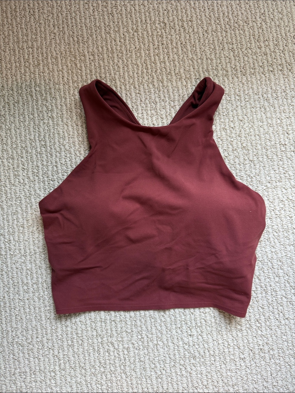 Athleta High-Neck Cropped Tank Top in Burgundy